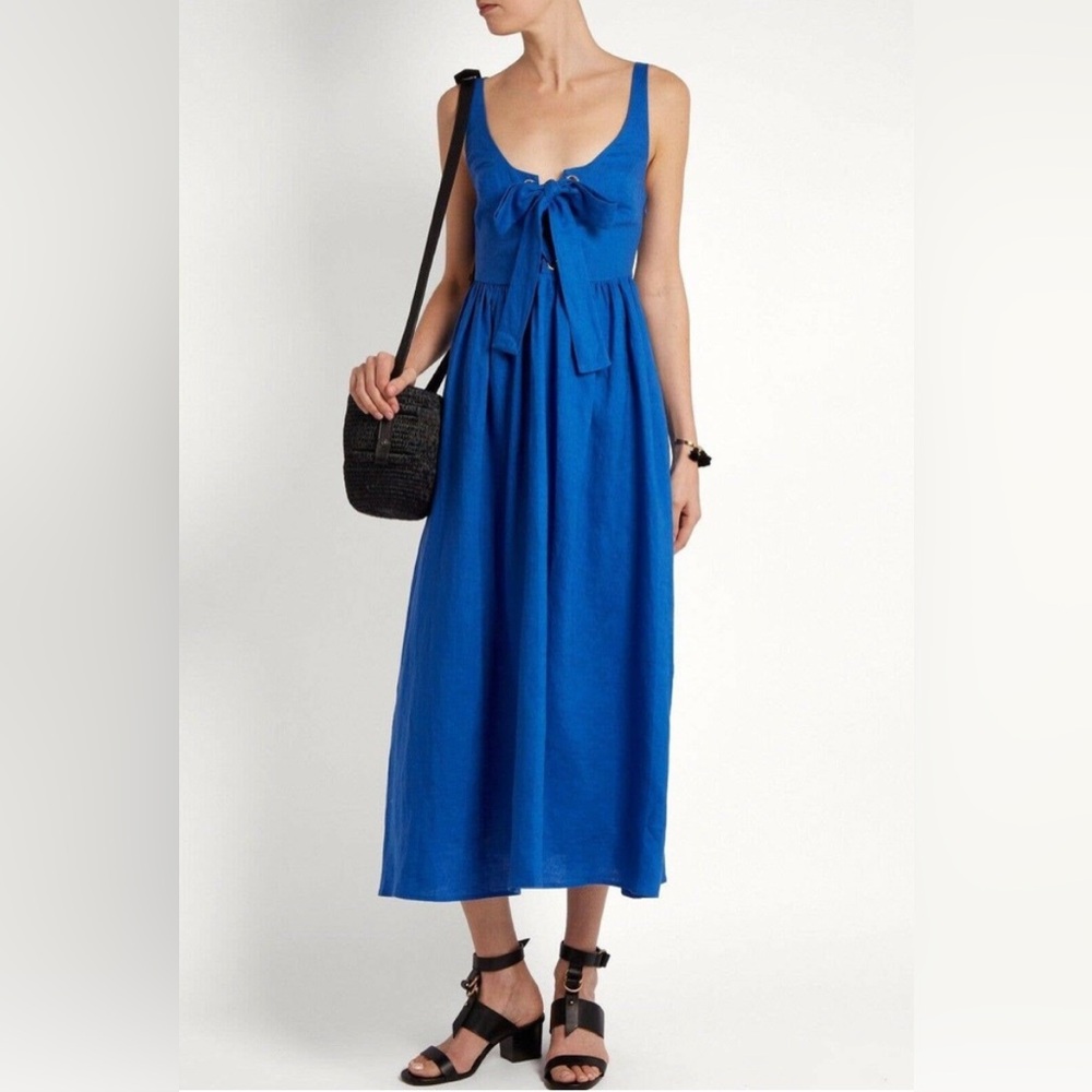 EUC Mara Hoffman Cobalt Blue Linen Lace Up Midi Maxi Dress